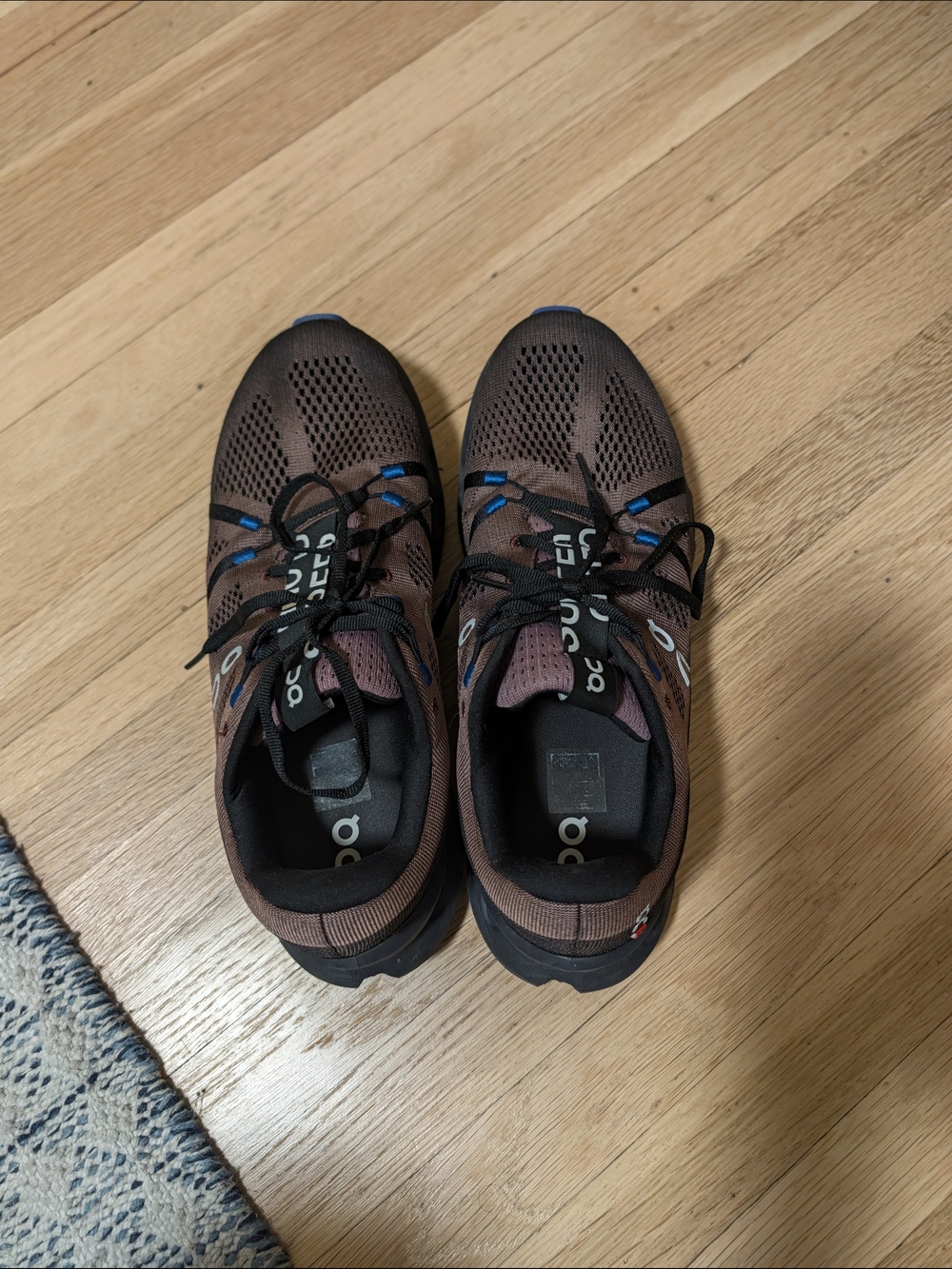 On Running Cloudswift Men’s Running Shoes - Brown/Purple Black & Blue Accents - Picture 2 of 5